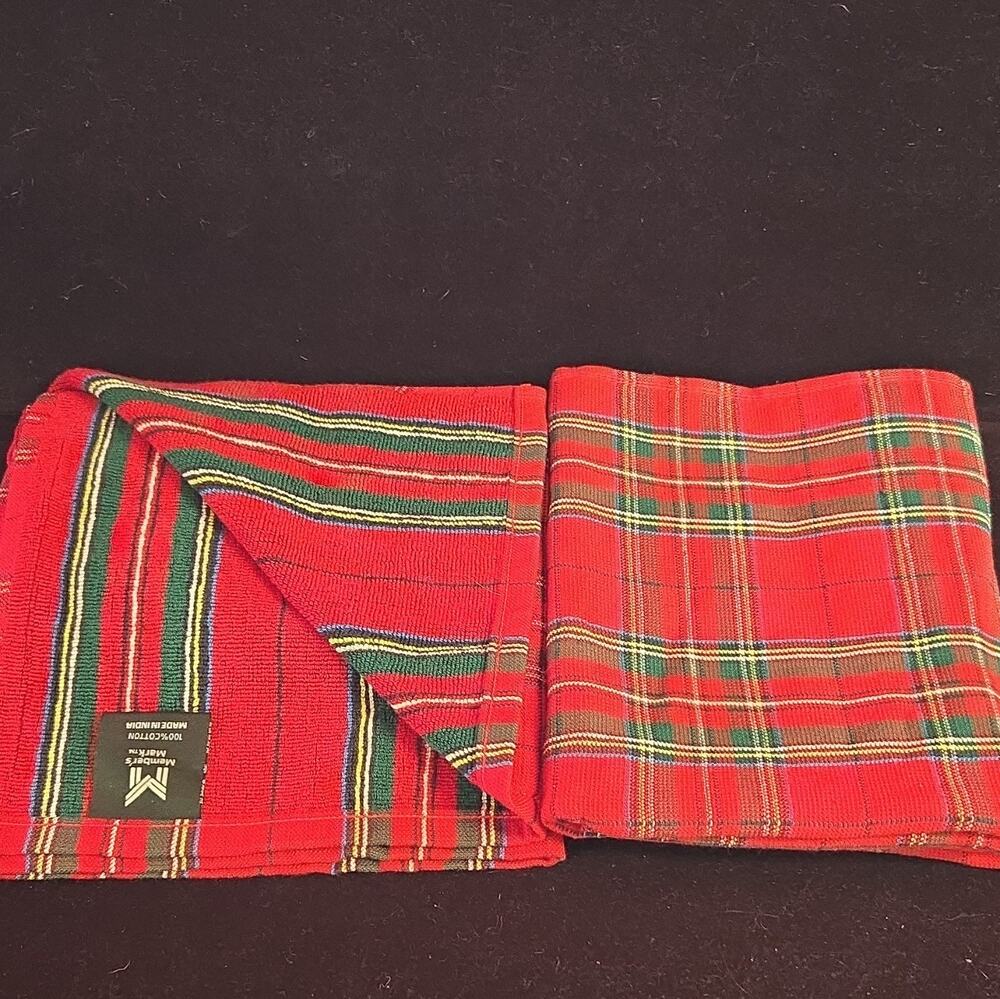 Member's Mark Plaid Dishcloth Set 2, 100% Cotton, Red Green Yellow Blue